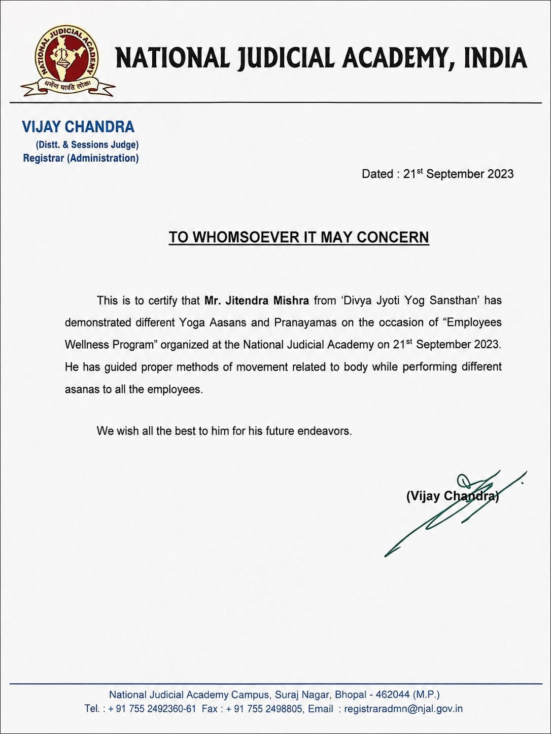 Ministry of AYUSH Yoga Certification